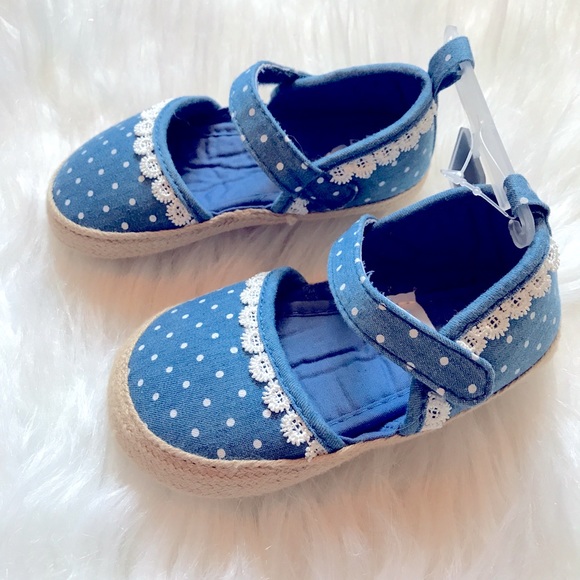 OshKosh B'gosh Other - ✨NEW💙Carters OshKosh Toddler Baby Girl Blue Polka Dot Espadrille Sandal Shoes🥿